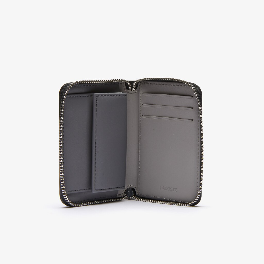 Men's Lacoste Black Wallets Fitzgerald Smooth Leather Small Zippered CN0-53885R4