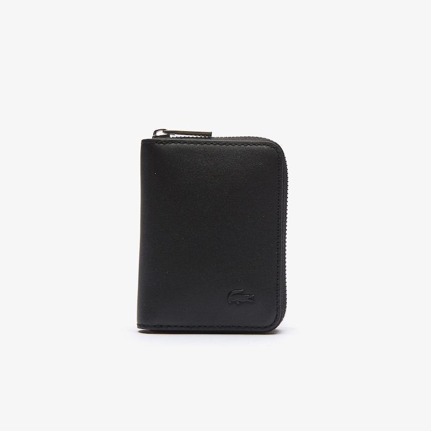 Men's Lacoste Black Wallets Fitzgerald Smooth Leather Small Zippered CN0-53885R4