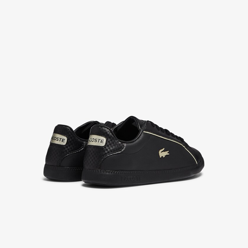 Women's Lacoste Black Sneakers Graduate Leather Metallic Detailing RY4-58535W6