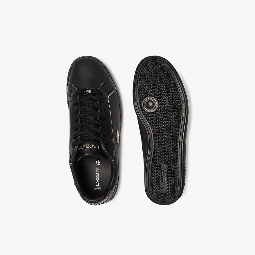 Women's Lacoste Black Sneakers Graduate Leather Metallic Detailing RY4-58535W6