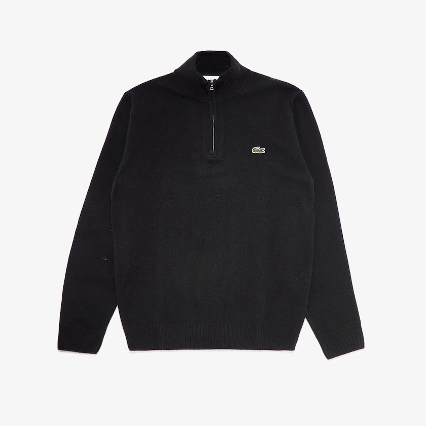 Men's Lacoste Black Sweaters Half Zip Collared LT0-60376W5