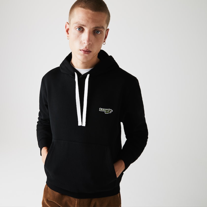 Men's Lacoste Black Sweatshirts Hooded Fleece RW1-07090K2