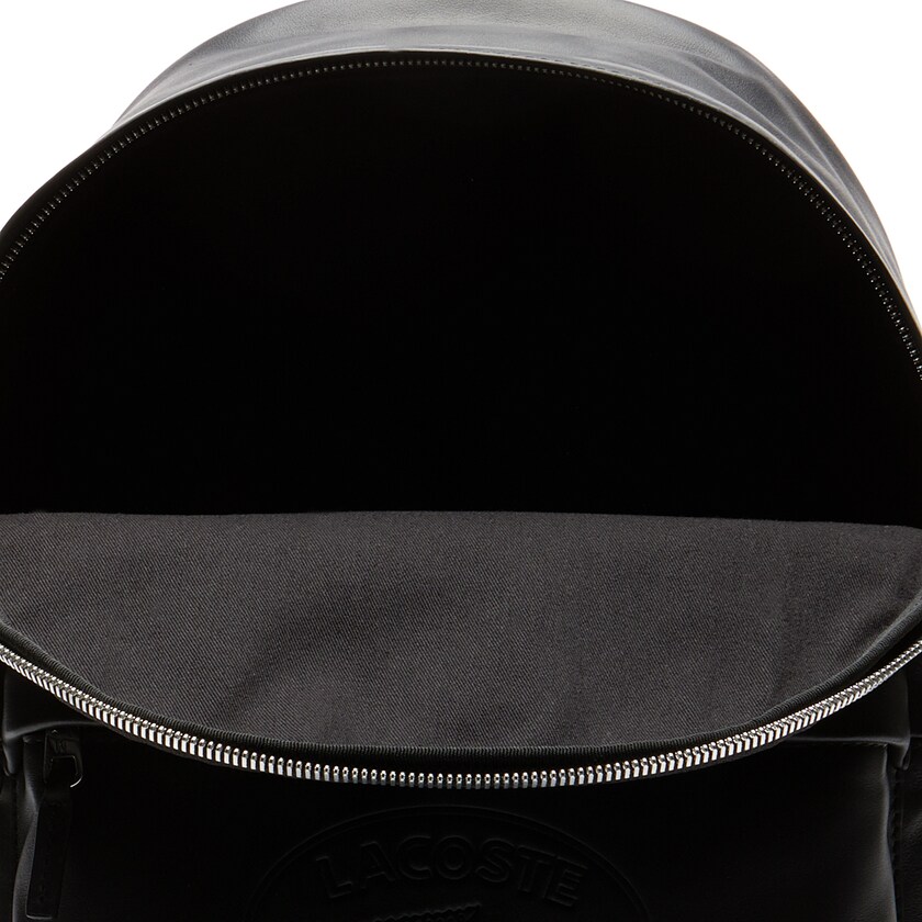 Men's Lacoste Black Backpacks L.12.12 Casual Embossed Lettering Leather CW1-21632Z5