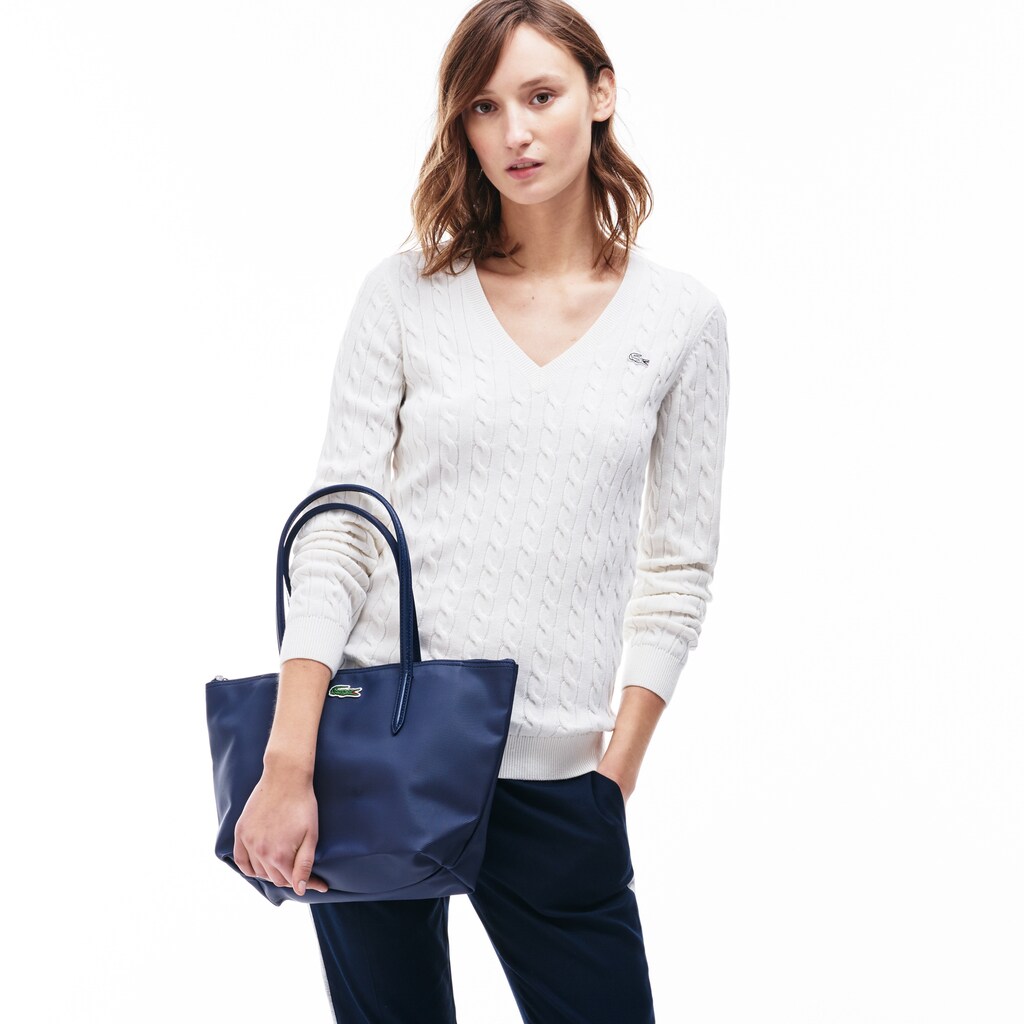 Women's Lacoste Black Tote Bags L.12.12 Concept Small Zip OD7-17501O7