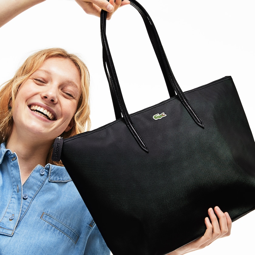 Women's Lacoste Black Tote Bags L.12.12 Concept Zip CO4-72007R1