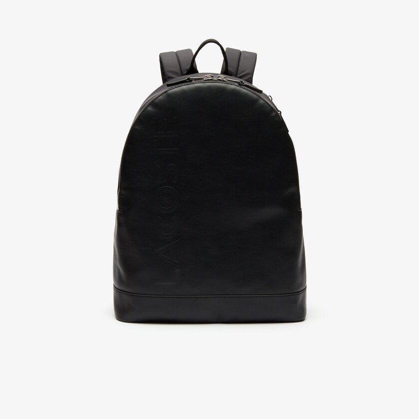Men's Lacoste Black Backpacks L.12.12 Signature Leather Zip BT3-33903H5