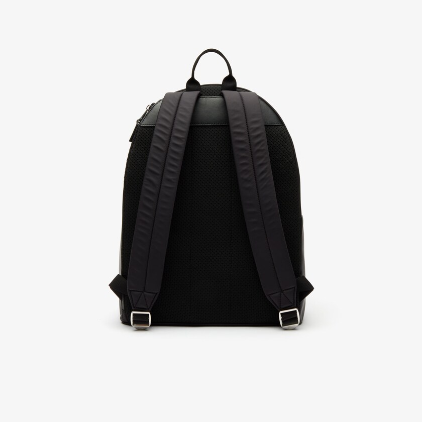 Men's Lacoste Black Backpacks L.12.12 Signature Leather Zip BT3-33903H5