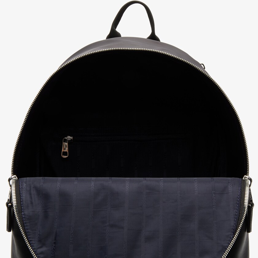 Men's Lacoste Black Backpacks L.12.12 Signature Leather Zip BT3-33903H5