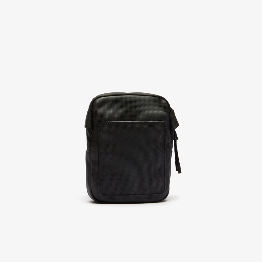 Men's Lacoste Black Bags LCST Coated Canvas Small Flat Crossbody Bag RL3-79357E8