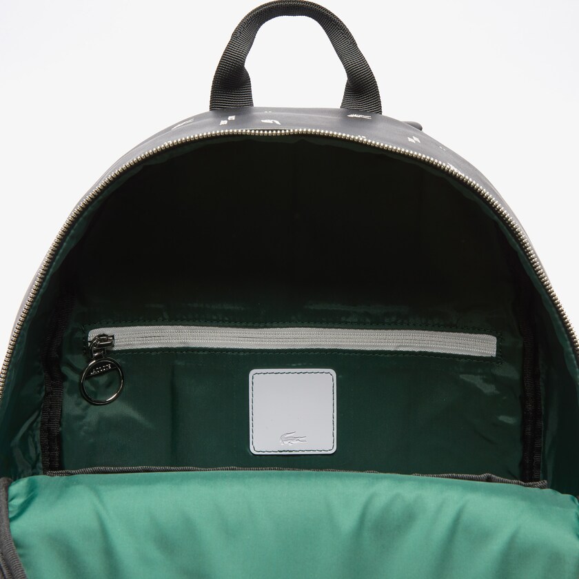 Men's Lacoste Black Backpacks LCST Printed Coated Canvas WQ9-29802T0
