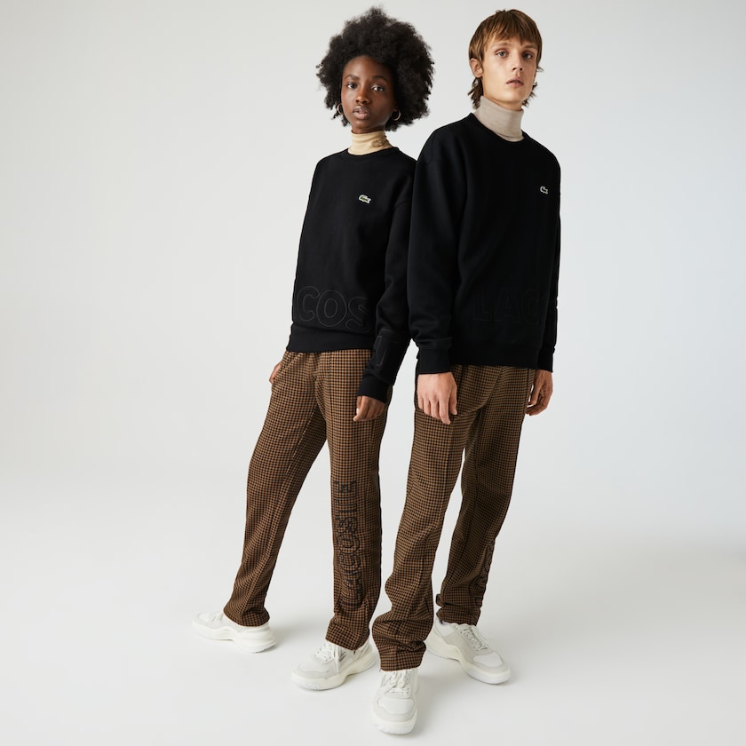 Men's Lacoste Black Sweatshirts LIVE Crew Neck Embroidered Cotton Blend PU0-46024S3
