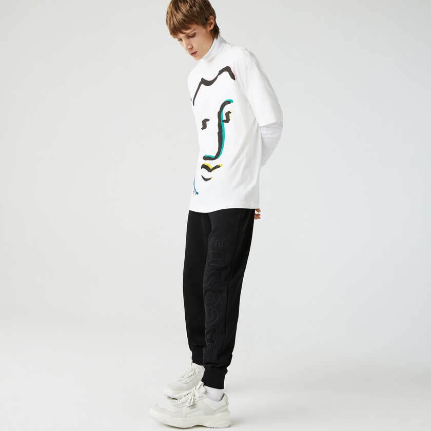 Men's Lacoste Black Pants LIVE Embroidered Cotton Blend Tracksuit AC0-57345L7