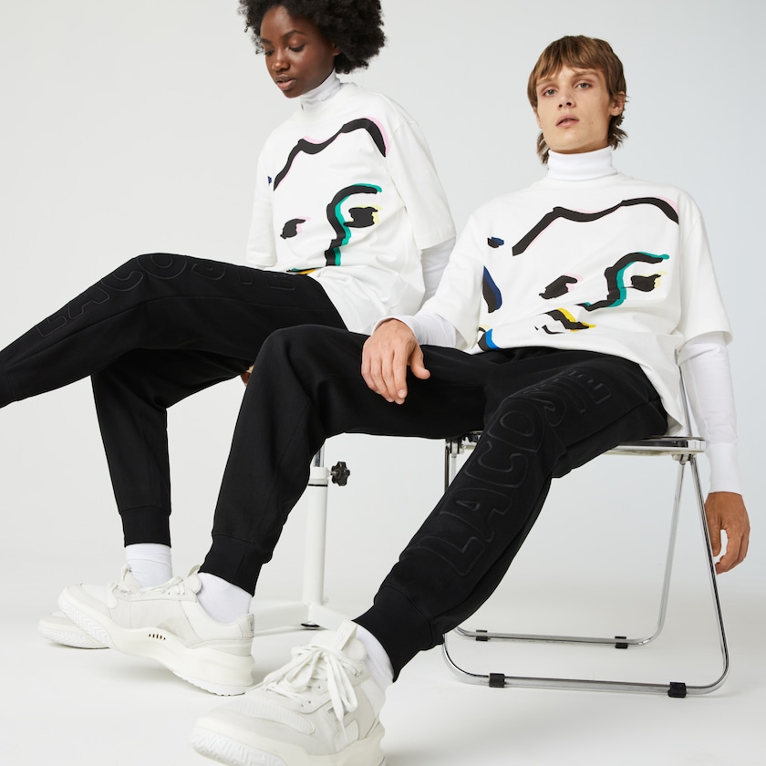 Men's Lacoste Black Pants LIVE Embroidered Cotton Blend Tracksuit AC0-57345L7