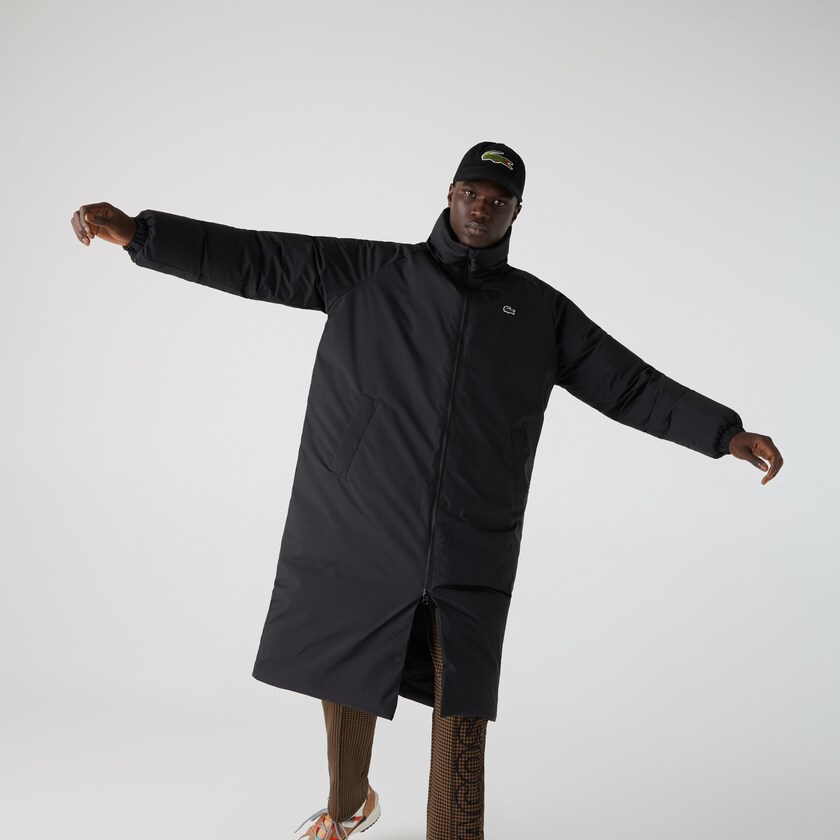 Men's Lacoste Black Coats LIVE Hooded Water-Repellent Oversized BO0-35703G6