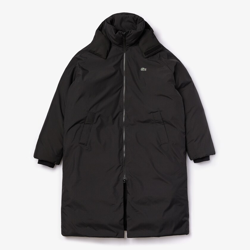 Men's Lacoste Black Coats LIVE Hooded Water-Repellent Oversized BO0-35703G6