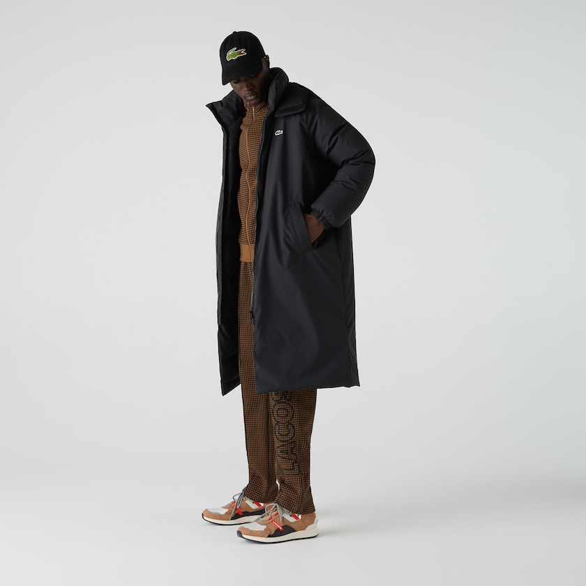 Men's Lacoste Black Coats LIVE Hooded Water-Repellent Oversized BO0-35703G6