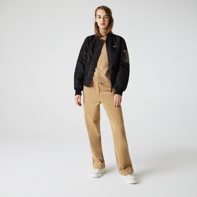 Men's Lacoste Black Jackets LIVE Oversized Contrast Bomber OB7-13131D5
