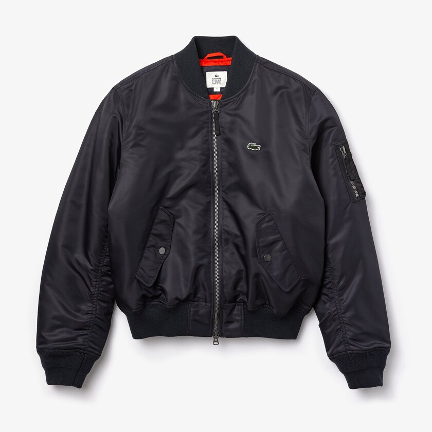 Men's Lacoste Black Jackets LIVE Oversized Contrast Bomber OB7-13131D5