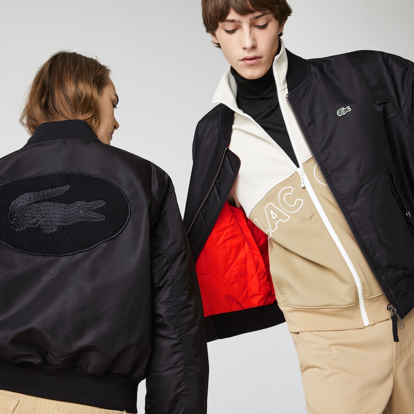 Men's Lacoste Black Jackets LIVE Oversized Contrast Bomber OB7-13131D5