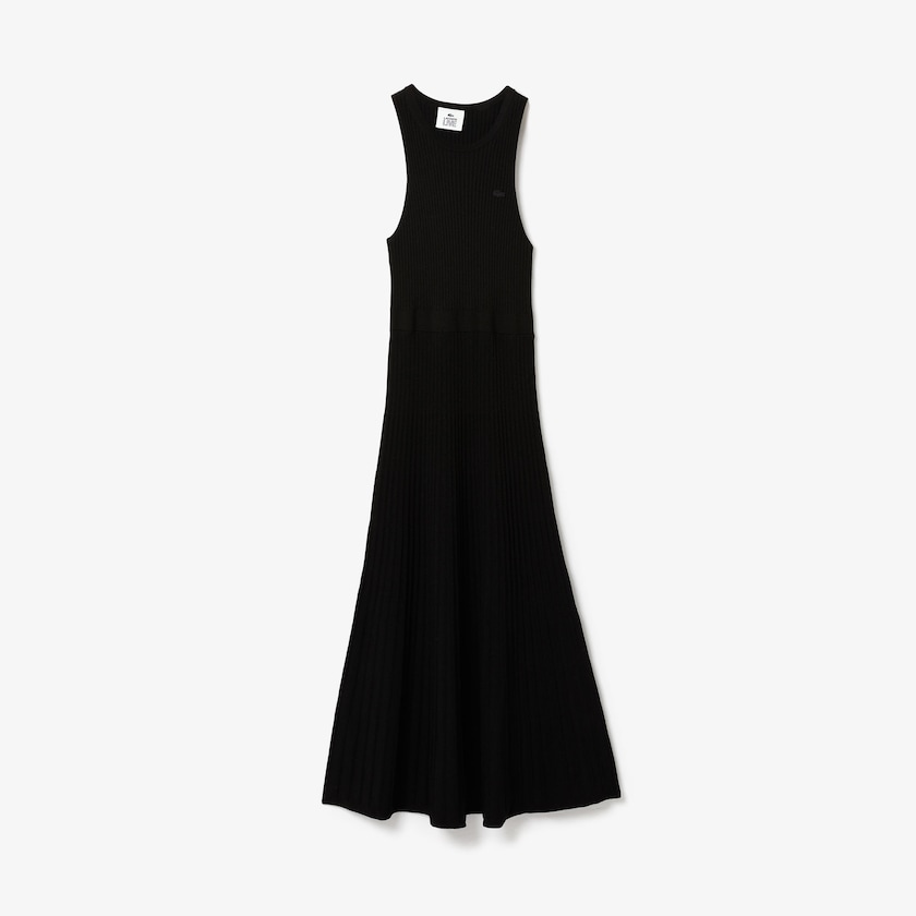 Women's Lacoste Black Dress LIVE Ribbed-Knit Long Tank QU7-83778O8