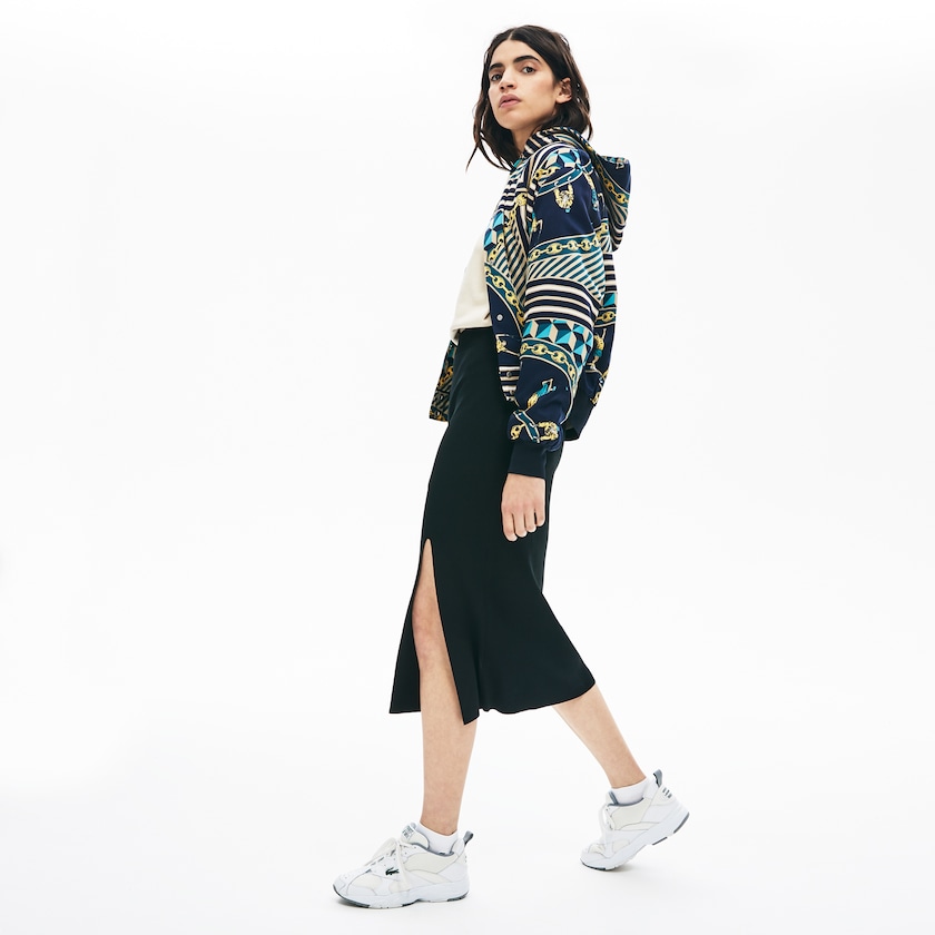 Women's Lacoste Black Skirts LIVE Slit-Front Knit HY7-37813G0