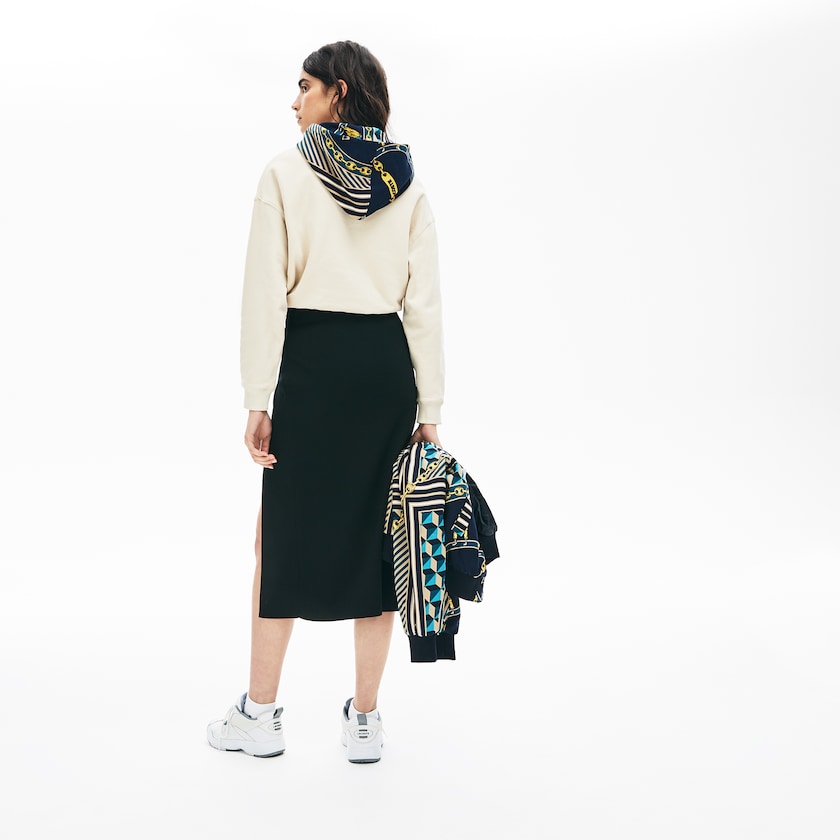 Women's Lacoste Black Skirts LIVE Slit-Front Knit HY7-37813G0