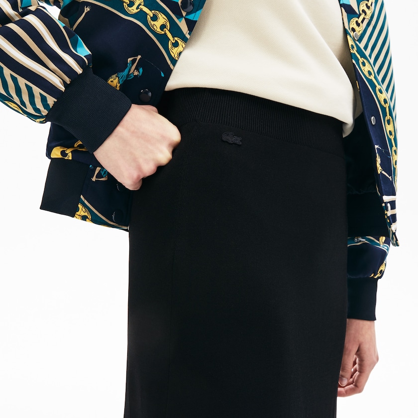 Women's Lacoste Black Skirts LIVE Slit-Front Knit HY7-37813G0