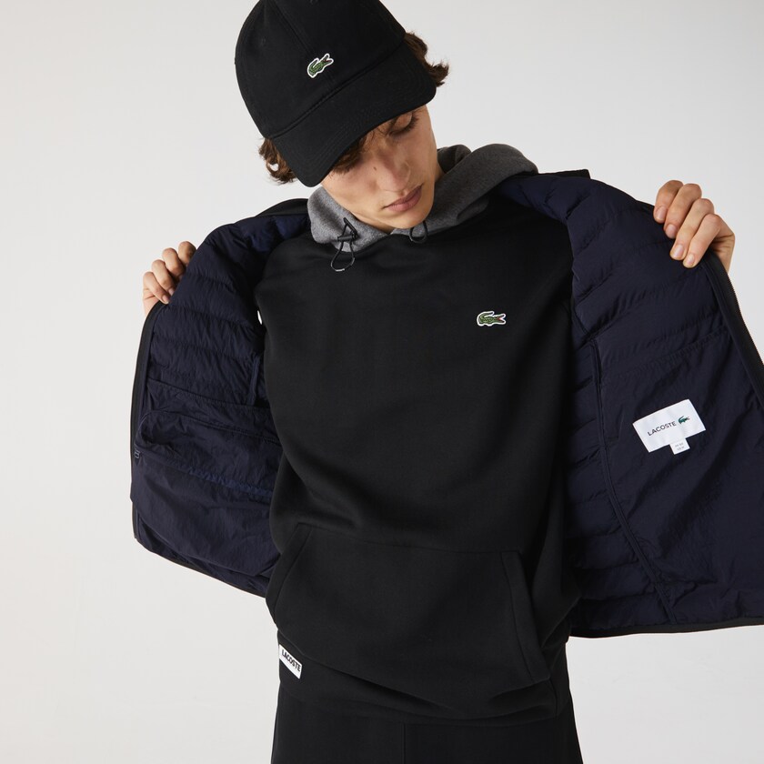 Men's Lacoste Black Coats Lightweight Foldable Water-Resistant Puffer GB3-29212S0