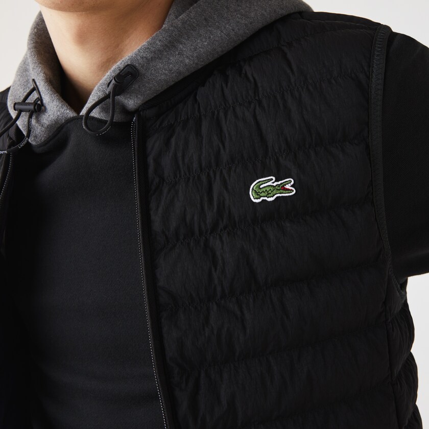 Men's Lacoste Black Coats Lightweight Foldable Water-Resistant Puffer GB3-29212S0