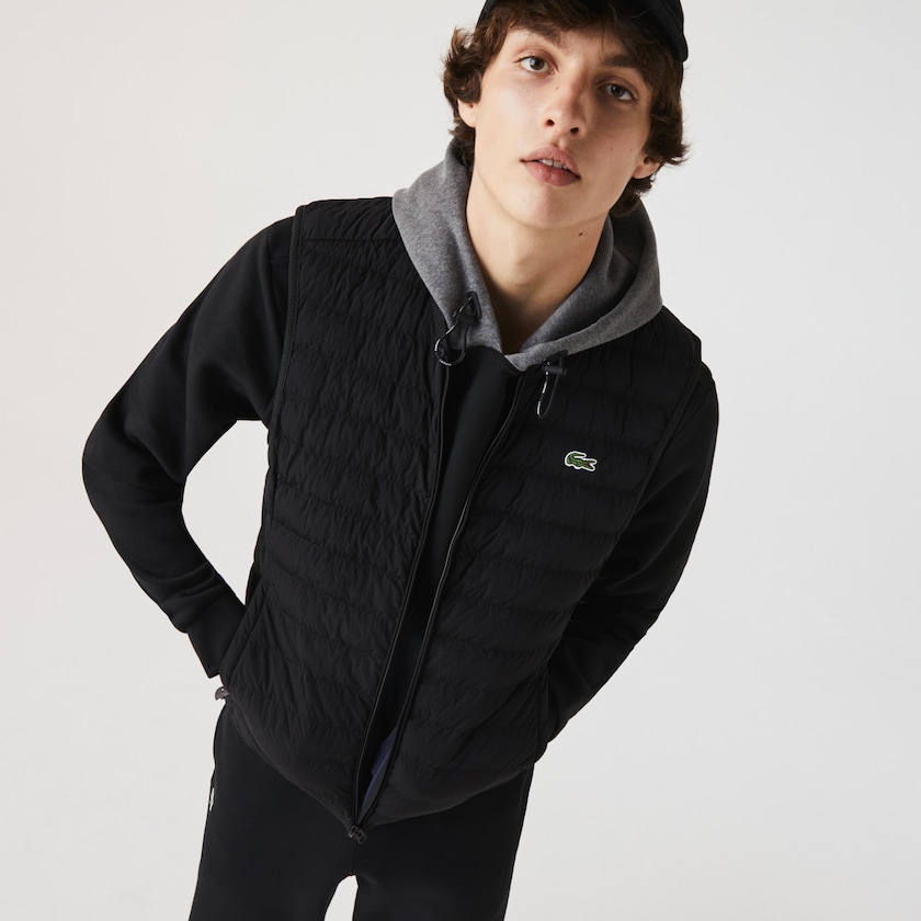 Men's Lacoste Black Coats Lightweight Foldable Water-Resistant Puffer GB3-29212S0