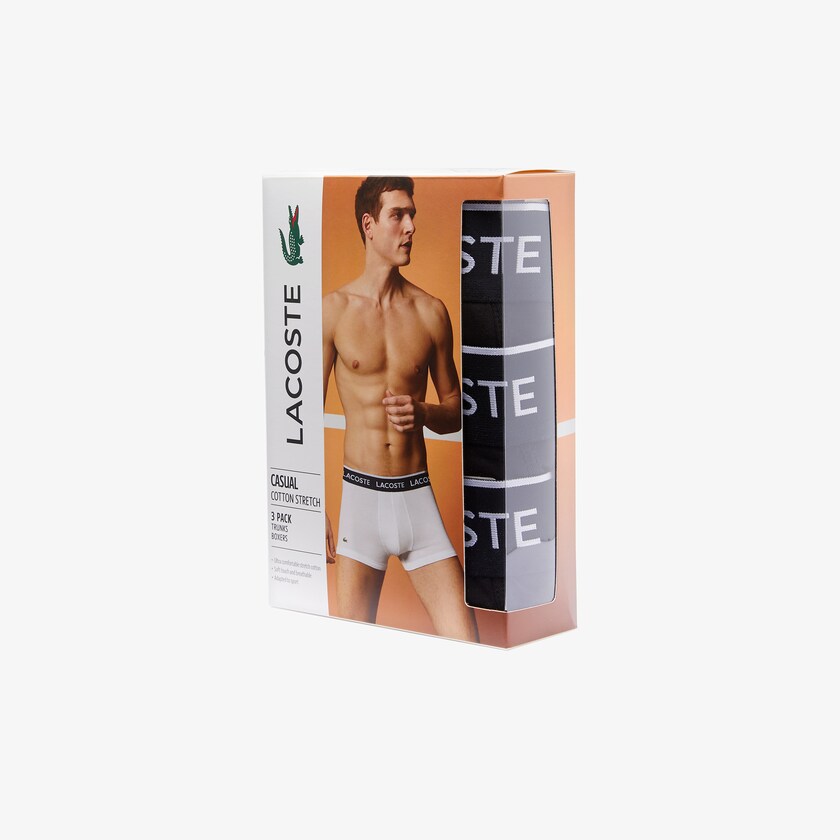Men's Lacoste Black Briefs Pack Of 3 Casual Black Boxer GD5-47954O3