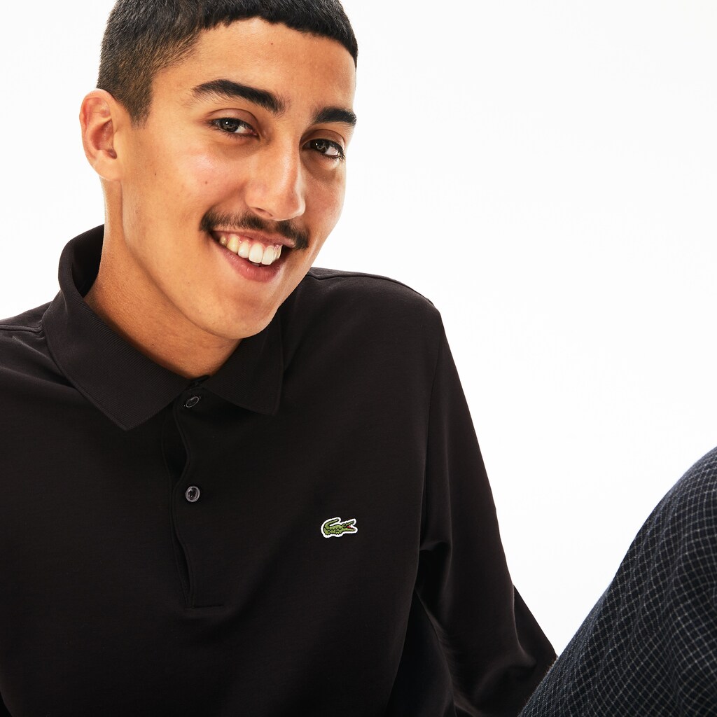Men's Lacoste Black Polo Shirts Regular Fit Cotton LU7-01240C2