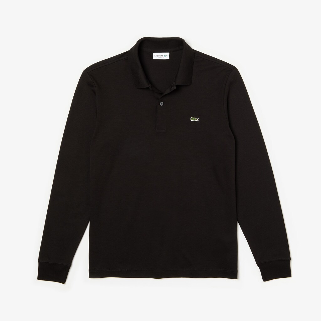 Men's Lacoste Black Polo Shirts Regular Fit Cotton LU7-01240C2