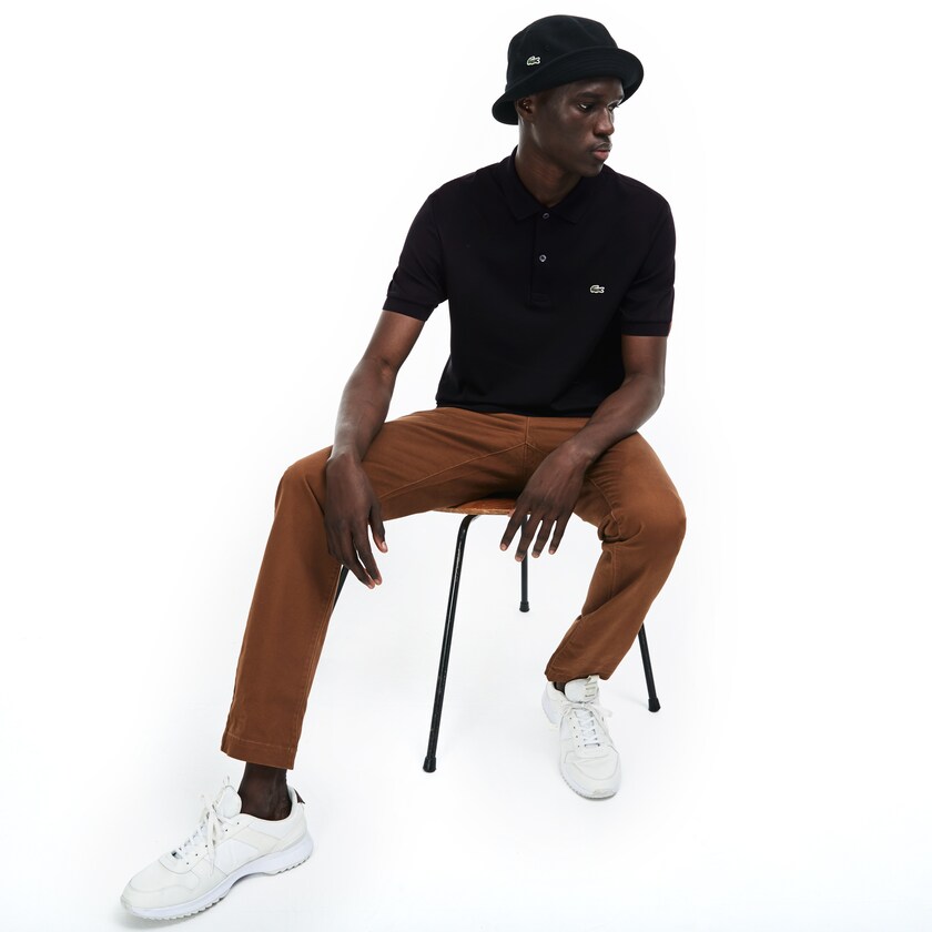 Men's Lacoste Black Polo Shirts Regular Fit Soft Cotton LL3-91959P9