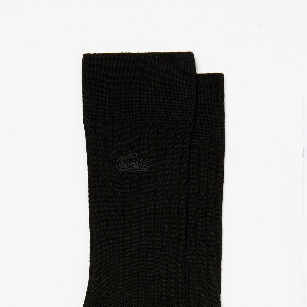 Men's Lacoste Black Socks Ribbed Cotton Blend II0-27632O1