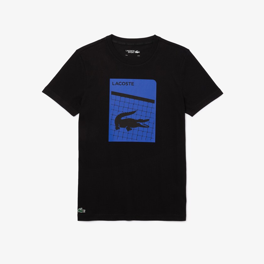 Men's Lacoste Black T Shirts SPORT 3D Print Breathable IH2-11821C4