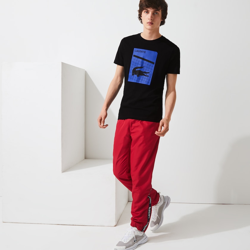 Men's Lacoste Black T Shirts SPORT 3D Print Breathable IH2-11821C4