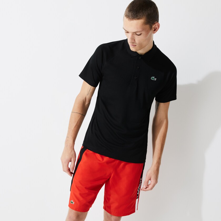 Men's Lacoste Black Shirts SPORT Breathable Run-Resistant Interlock Polo EN9-68676U8