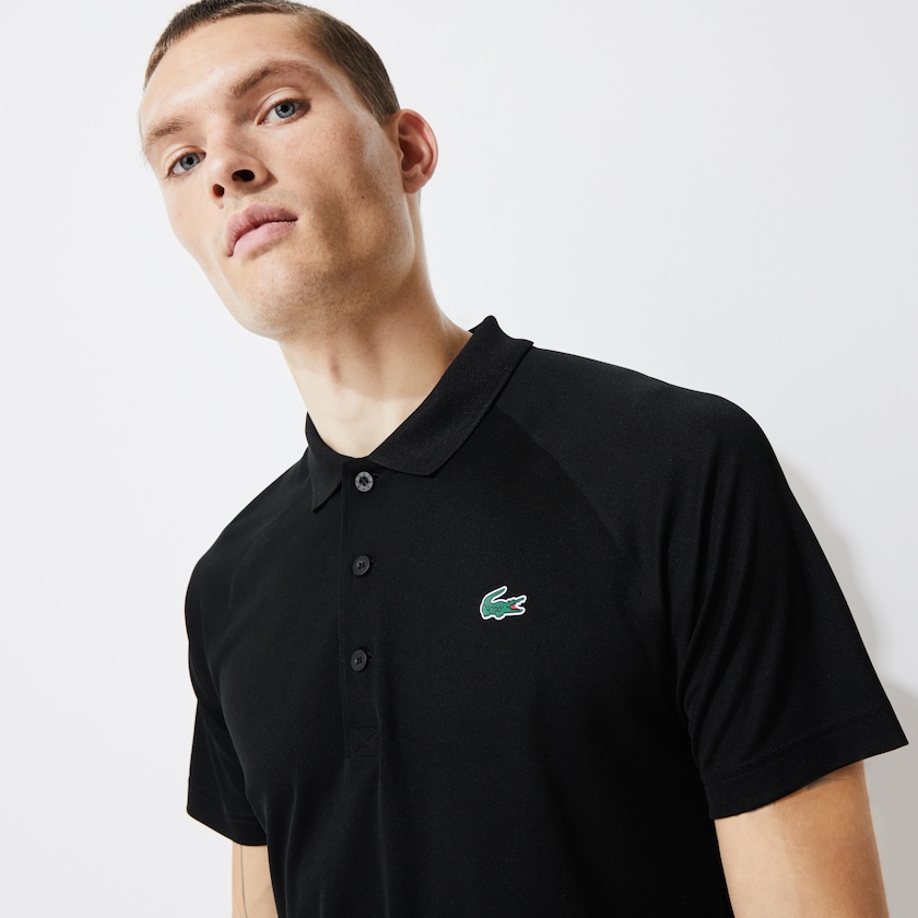 Men's Lacoste Black Shirts SPORT Breathable Run-Resistant Interlock Polo EN9-68676U8