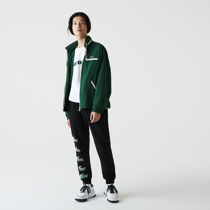 Men's Lacoste Black Pants SPORT Crocodile Print Fleece Jogging RT6-89518K1