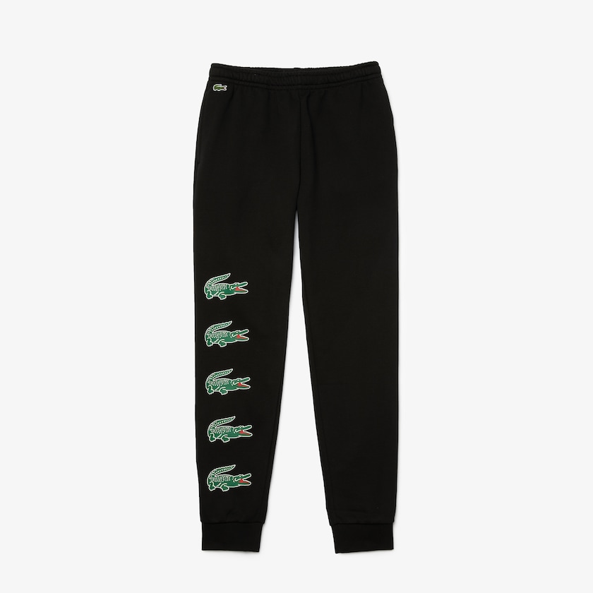 Men's Lacoste Black Pants SPORT Crocodile Print Fleece Jogging RT6-89518K1