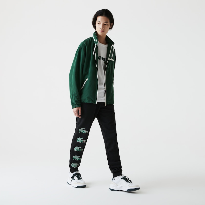 Men's Lacoste Black Pants SPORT Crocodile Print Fleece Jogging RT6-89518K1