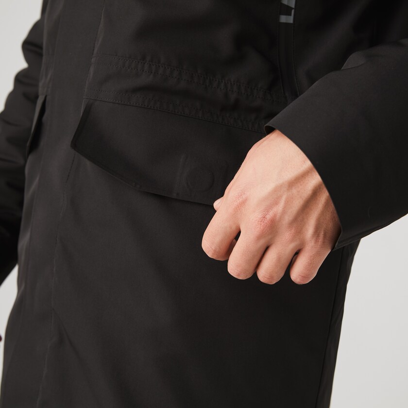 Men's Lacoste Black Parka Jackets SPORT Hooded Quilted VU7-09910B5