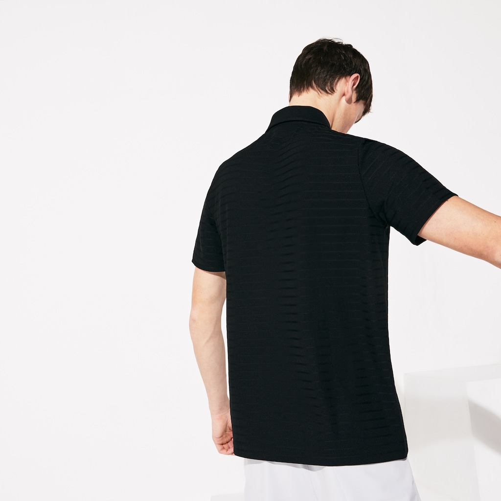 Men's Lacoste Black Polo Shirts SPORT Textured Breathable Golf NC2-16401T8