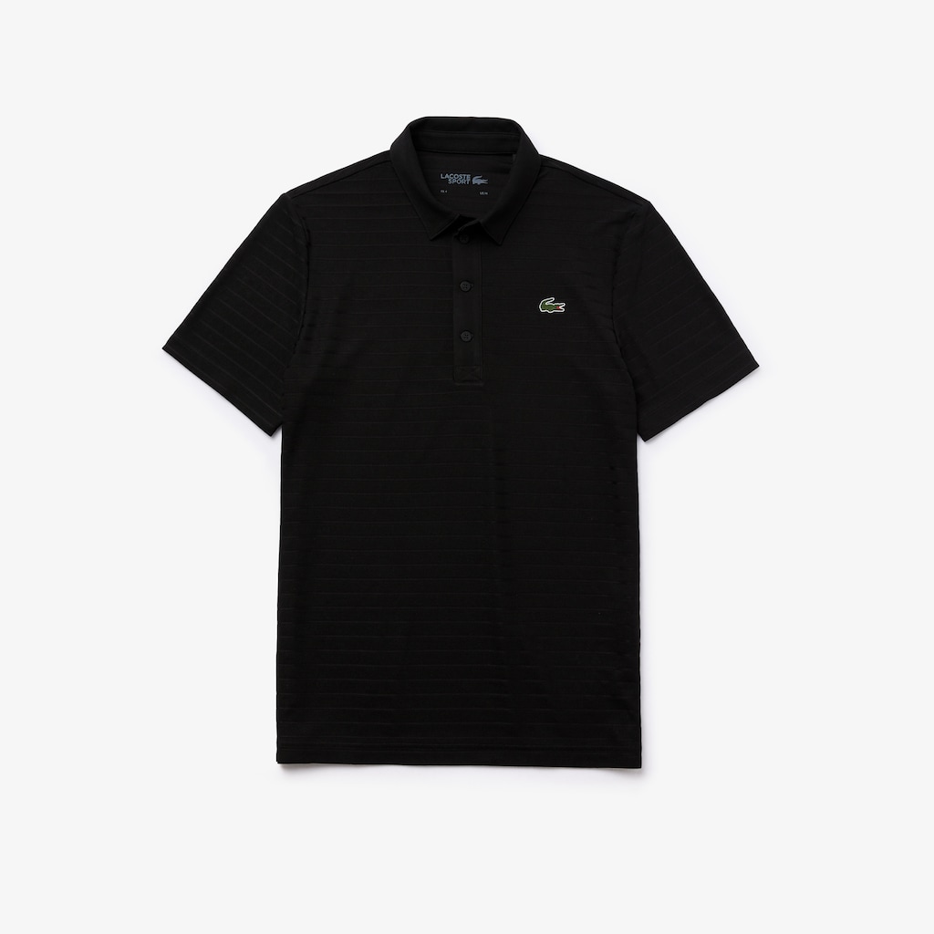 Men's Lacoste Black Polo Shirts SPORT Textured Breathable Golf NC2-16401T8