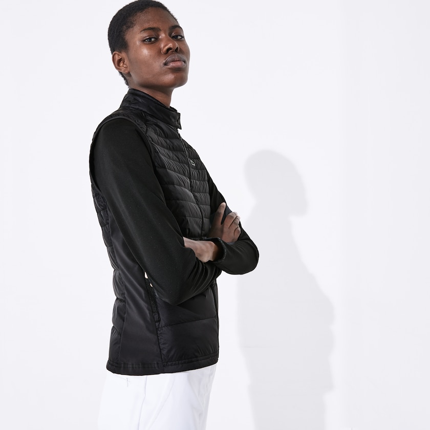 Women's Lacoste Black Golf Vest SPORT Water-Resistant Quilted Technical OJ1-84478U7