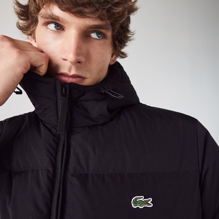Men's Lacoste Black Coats Short Lightweight Water-Resistant Puffer PZ4-29772O7