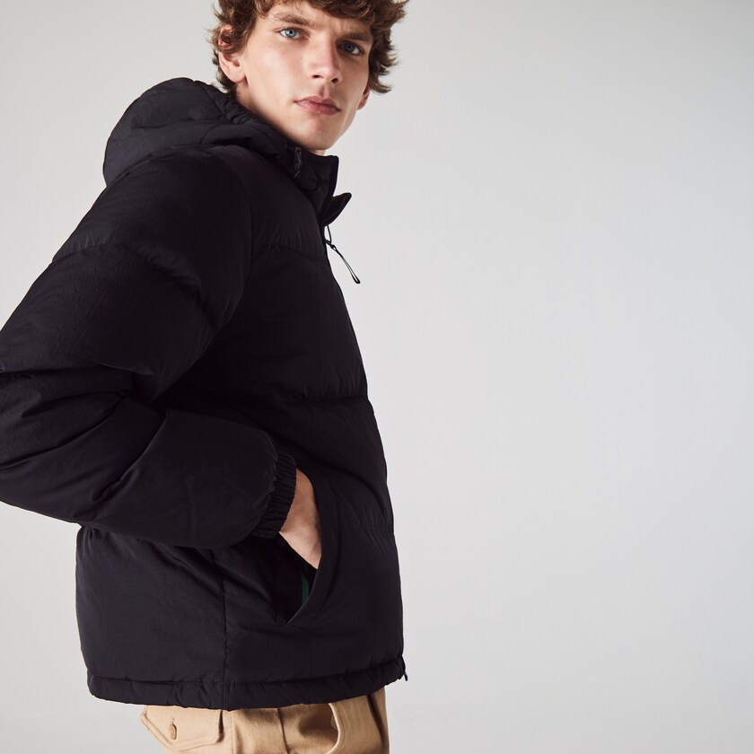Men's Lacoste Black Coats Short Lightweight Water-Resistant Puffer PZ4-29772O7
