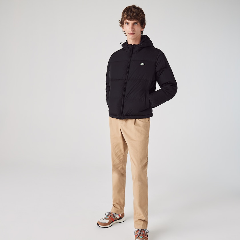 Men's Lacoste Black Coats Short Lightweight Water-Resistant Puffer PZ4-29772O7
