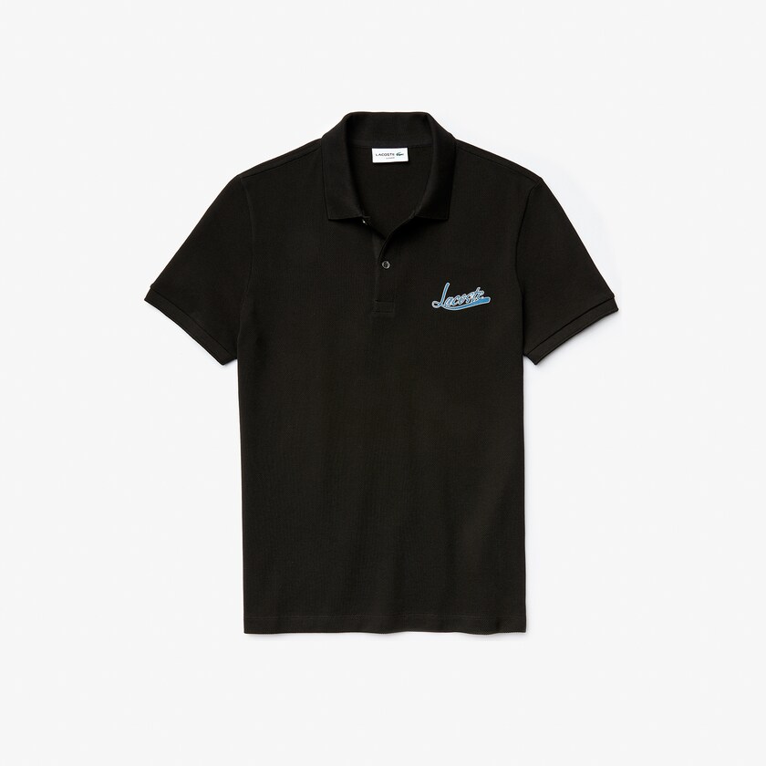 Men's Lacoste Black Polo Shirts Signature Cotton KO4-34503Q3